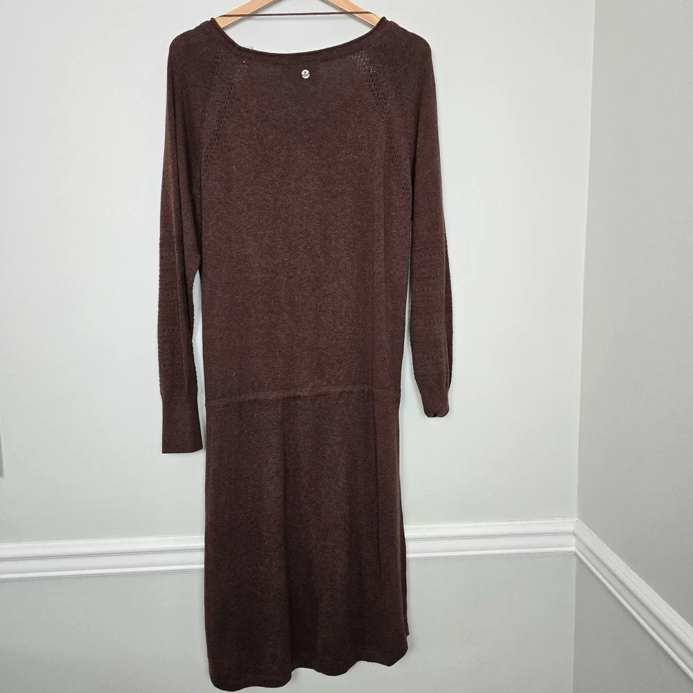 NWT Prana Womens Effortless Leigh Blouson Knit Dress Size XL Brown Minimalist
